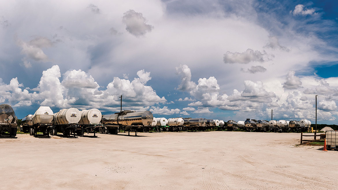 Liquid trailer holding area at Wedgworth’s Lake Placid, Florida, facility.