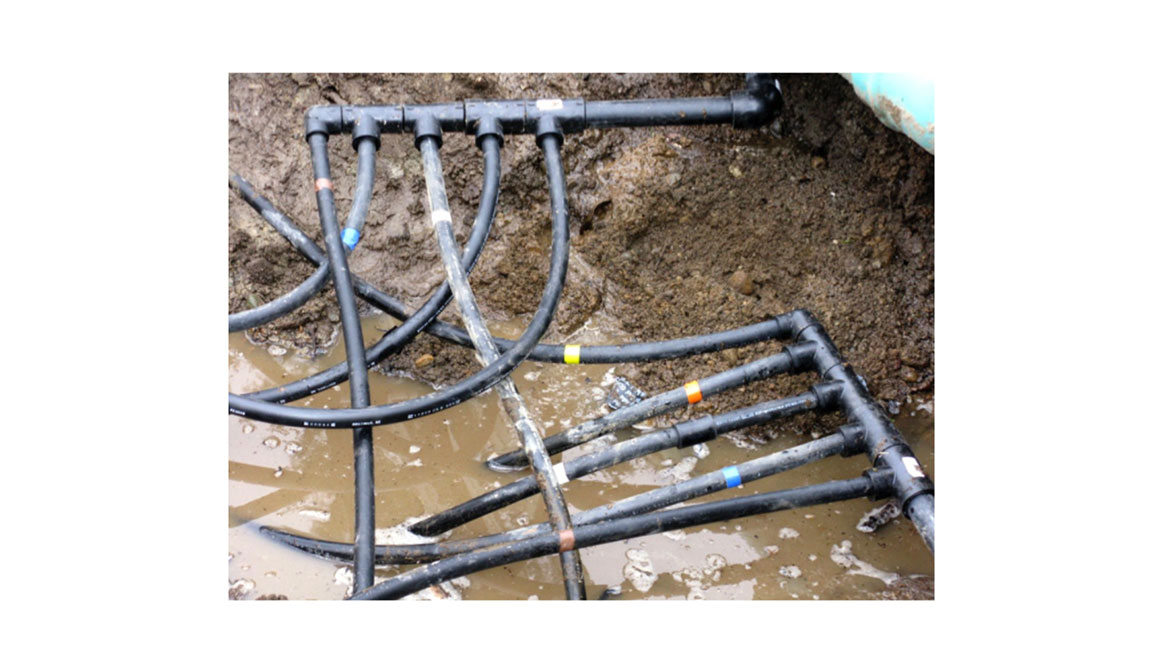 Figure 2. Another example of individual earth loop circuits connected to headers in the trench.